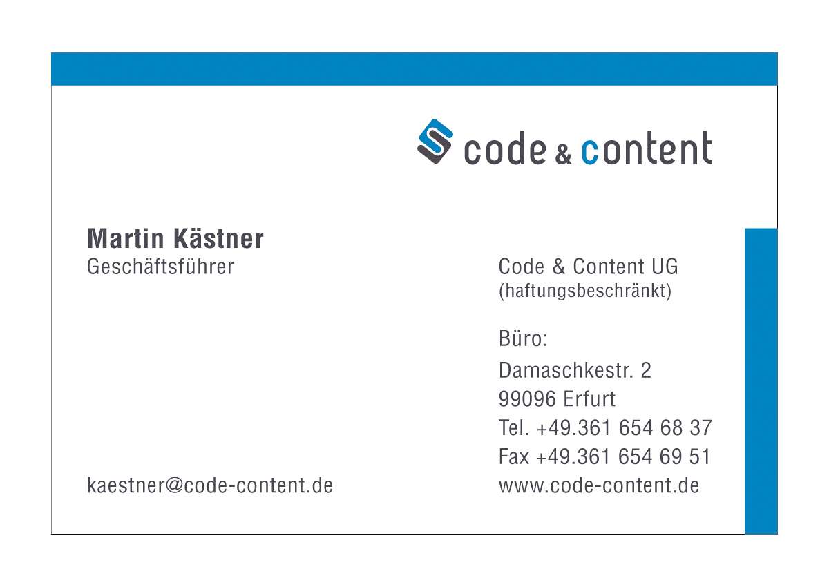 code & content UG: Logo, Visitenkarten & Briefpapier