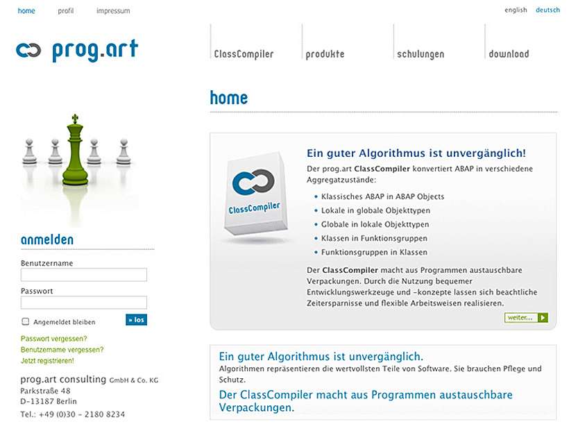 PROG.ART: Gestaltung und Aufbau der Website