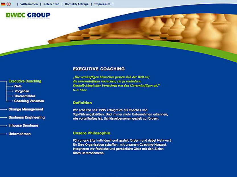DWEC GROUP: Neuaufbau der Website