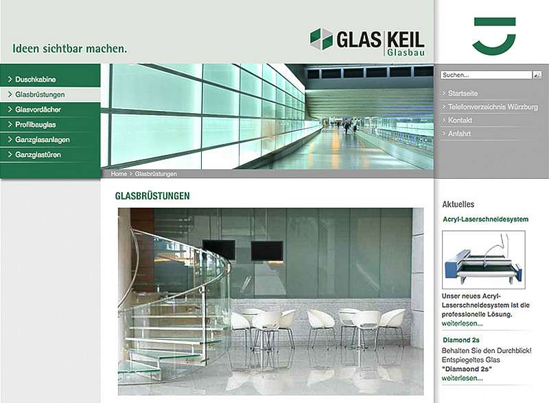 Glaskeil: Neuaufbau der Website