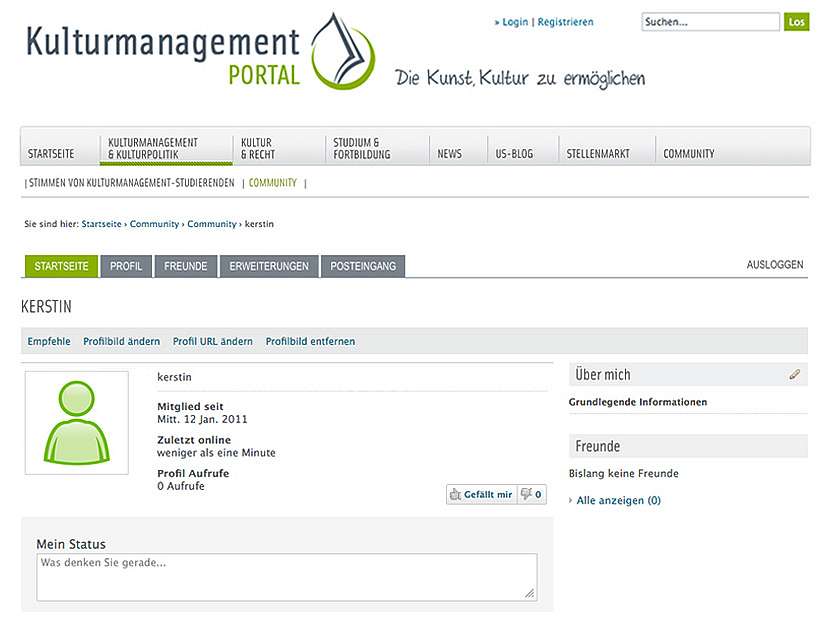 Kulturmanagement Portal: Neuaufbau der Website
