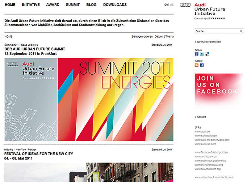 Audi Urban Future Initiative: Umbau der Website