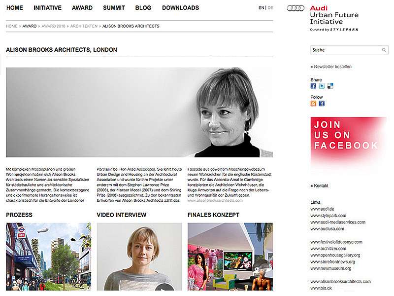 Audi Urban Future Initiative: Umbau der Website