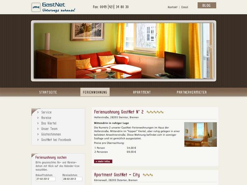 Gastnet: Neuaufbau der Website
