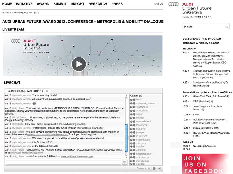 Audi Urban Future Initiative: Erweiterung der Website