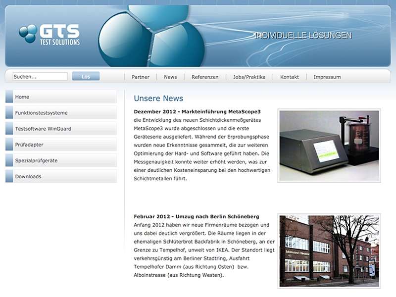 GTS Test Solutions: Migration der Website