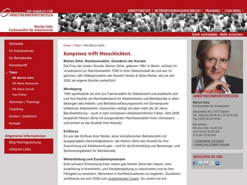Die Kanzlei für Arbeitnehmer­interessen: Migration der Website