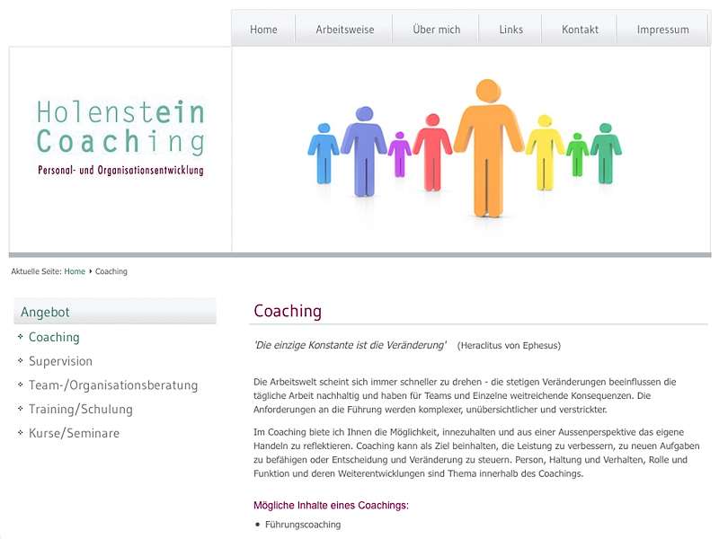 Holenstein Coaching: Neuaufbau der Website