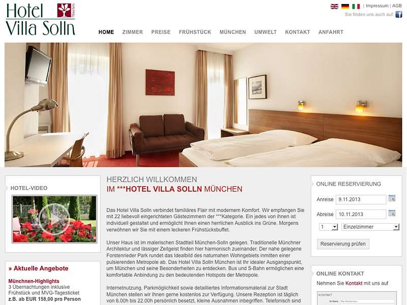 Hotel ***Villa Solln: Administration der Website