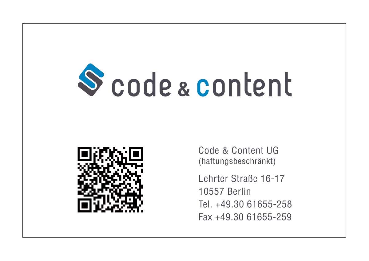 code & content UG: Logo, Visitenkarten & Briefpapier