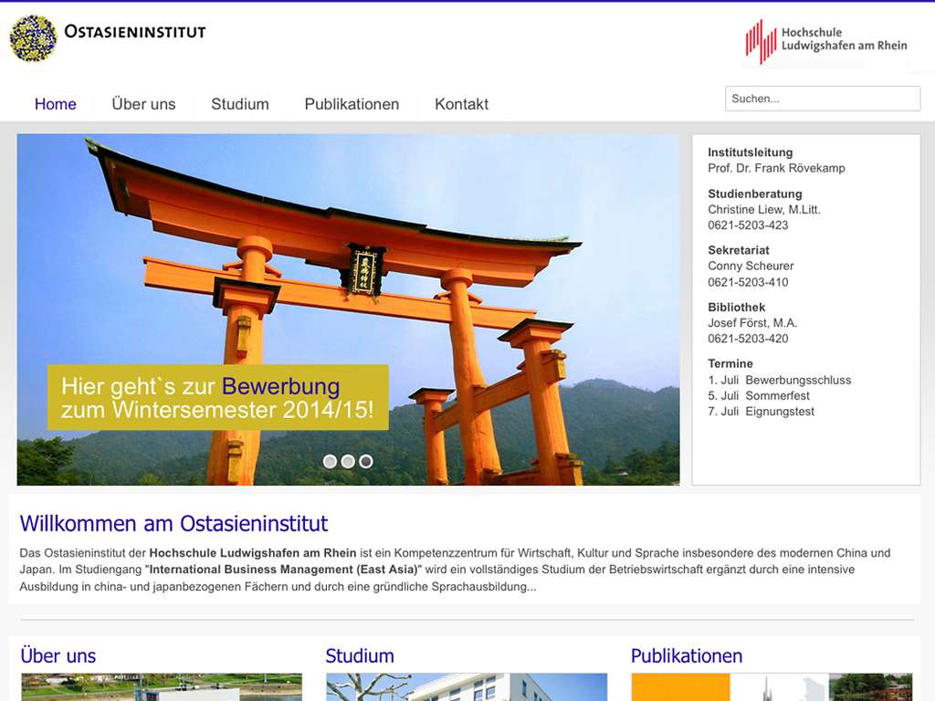 OAI: Ostasieninstitut: Neugestaltung der Website