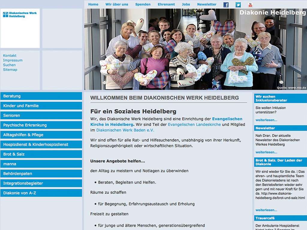 Diakonisches Werk Heidelberg: Migration der Website