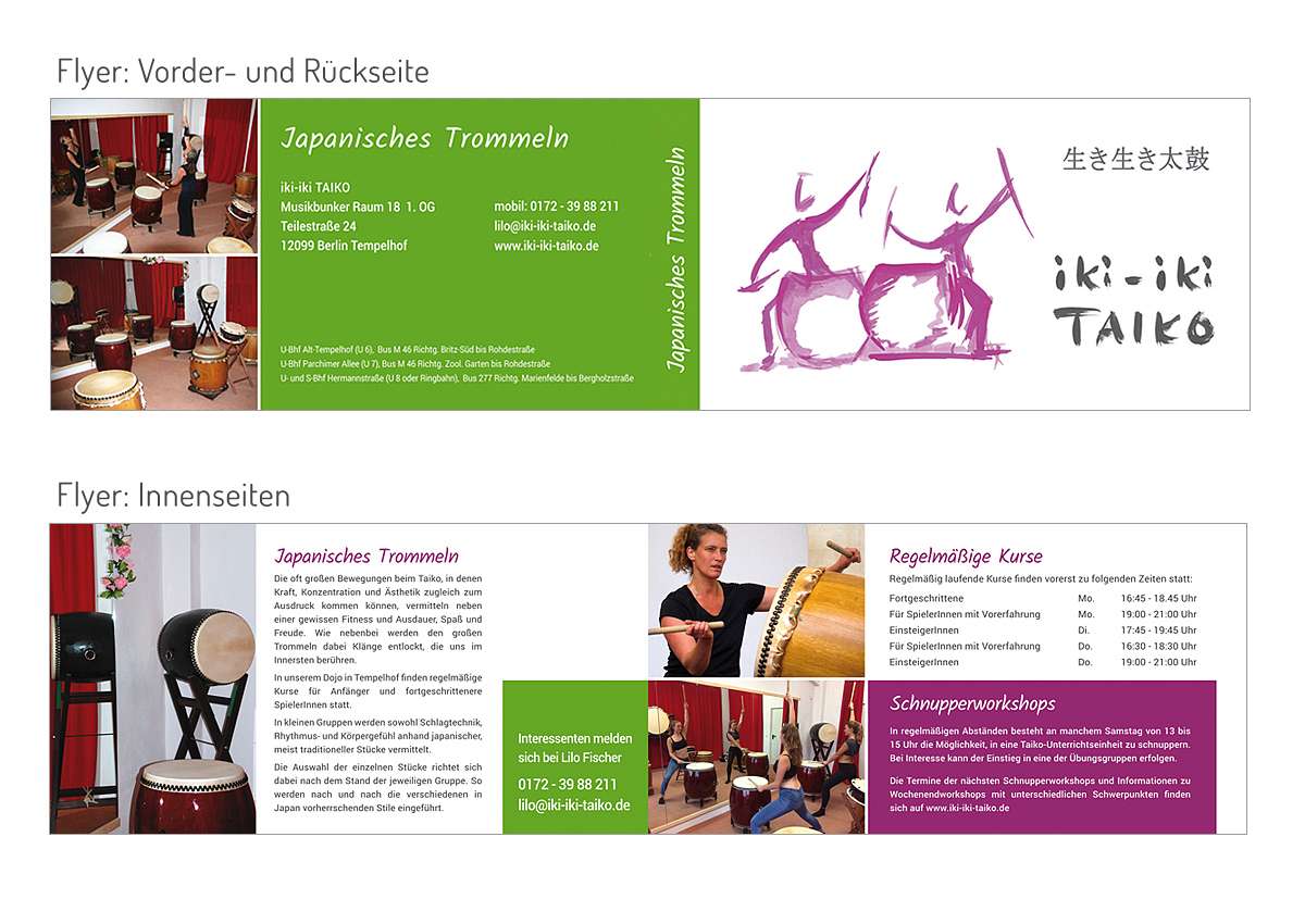 iki iki TAIKO: Logo, Visitenkarte, Flyer