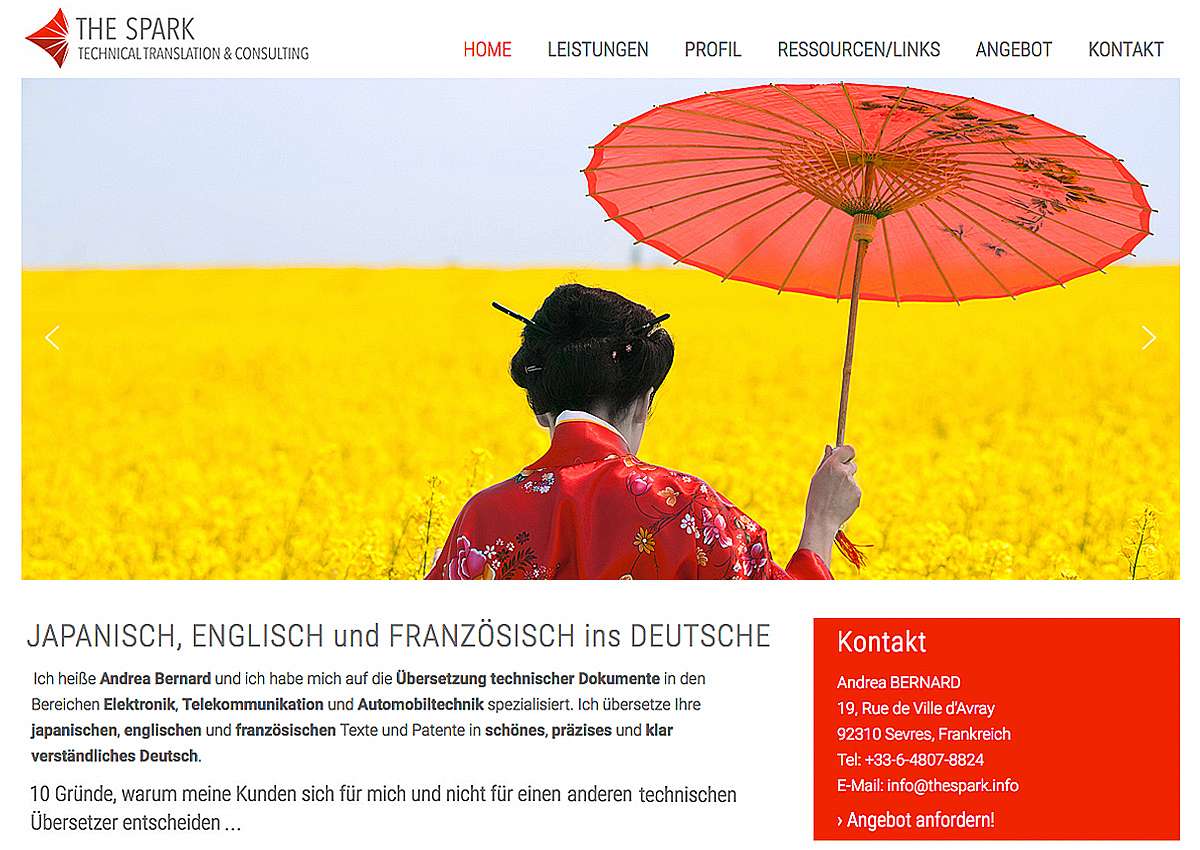 THE SPARK: Neuaufbau der Website