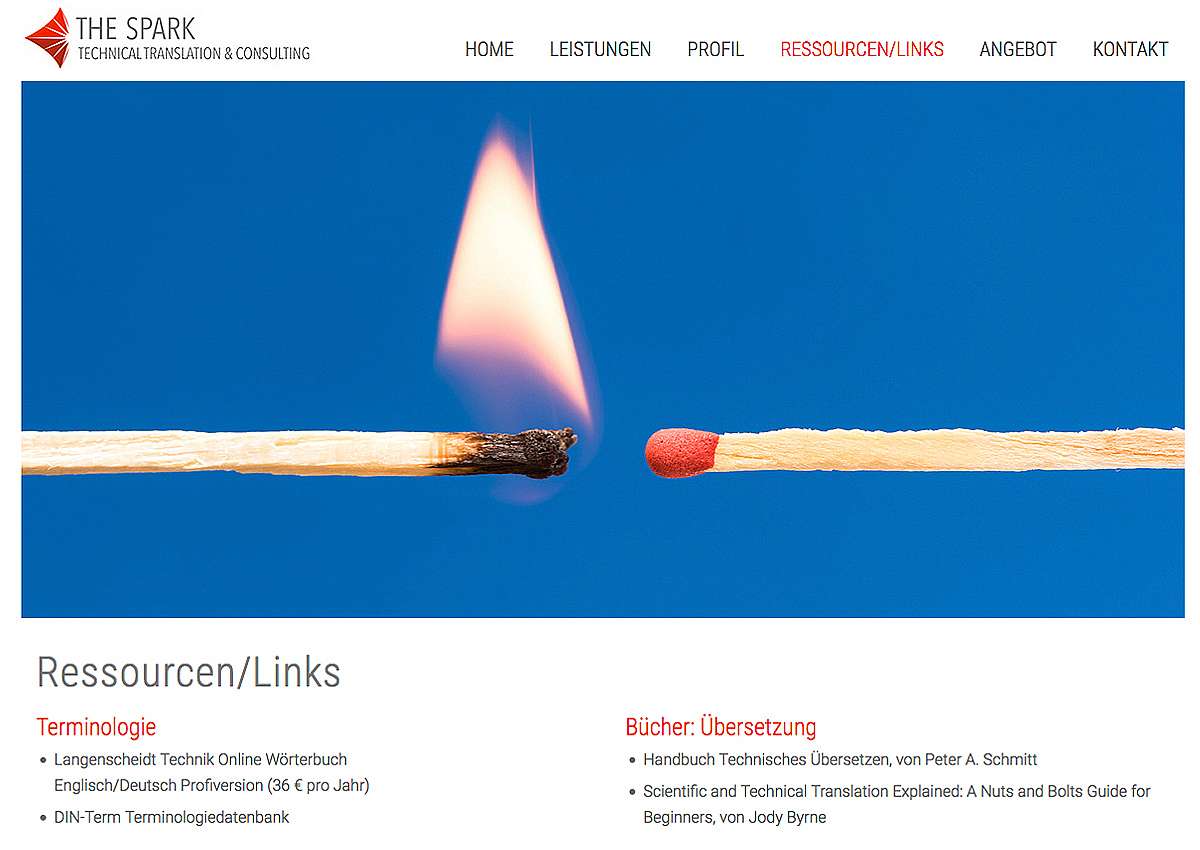 THE SPARK: Neuaufbau der Website