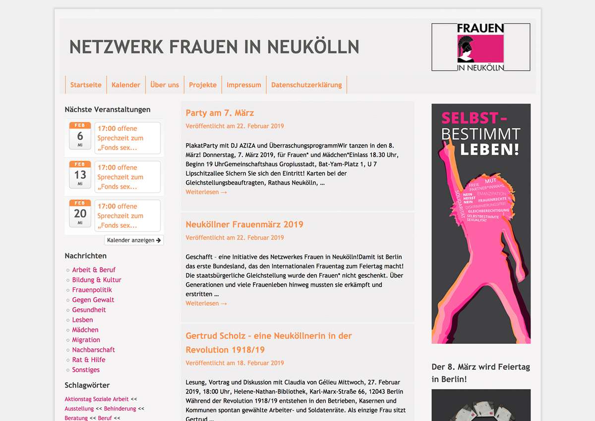 Netzwerk Frauen in Neukölln: Migration und Übernahme der Website