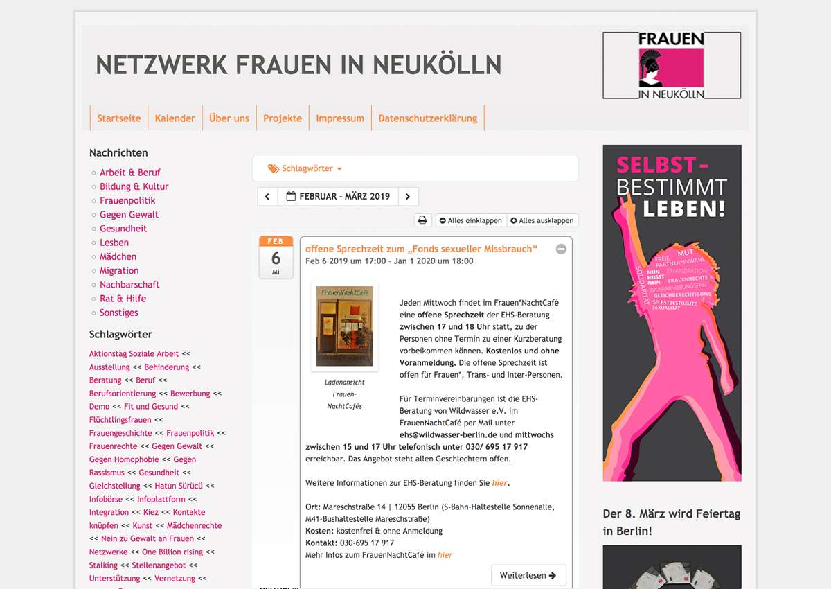 Netzwerk Frauen in Neukölln: Migration und Übernahme der Website