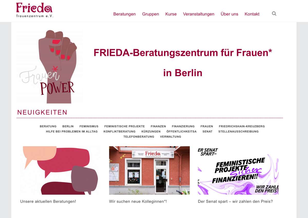 FRIEDA-Frauenzentrum e.V.: Übernahme der Website-Betreuung