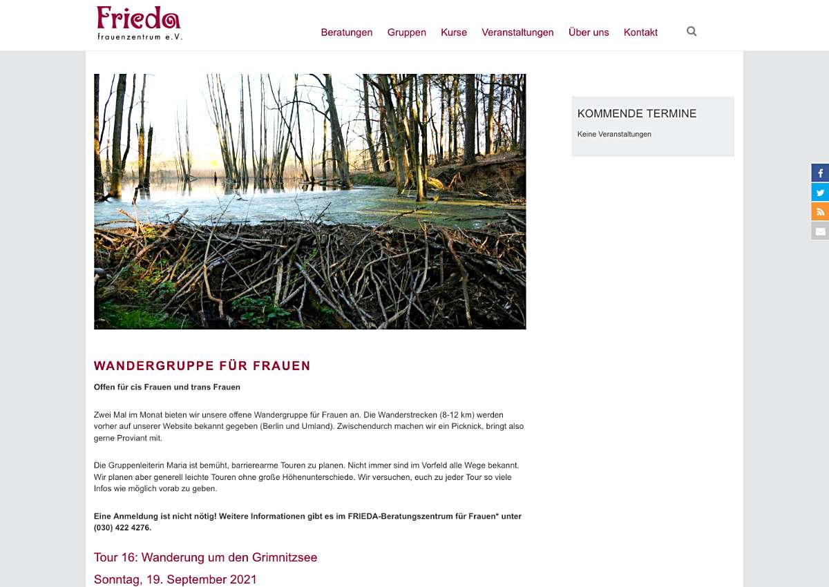 FRIEDA-Frauenzentrum e.V.: Übernahme der Website-Betreuung