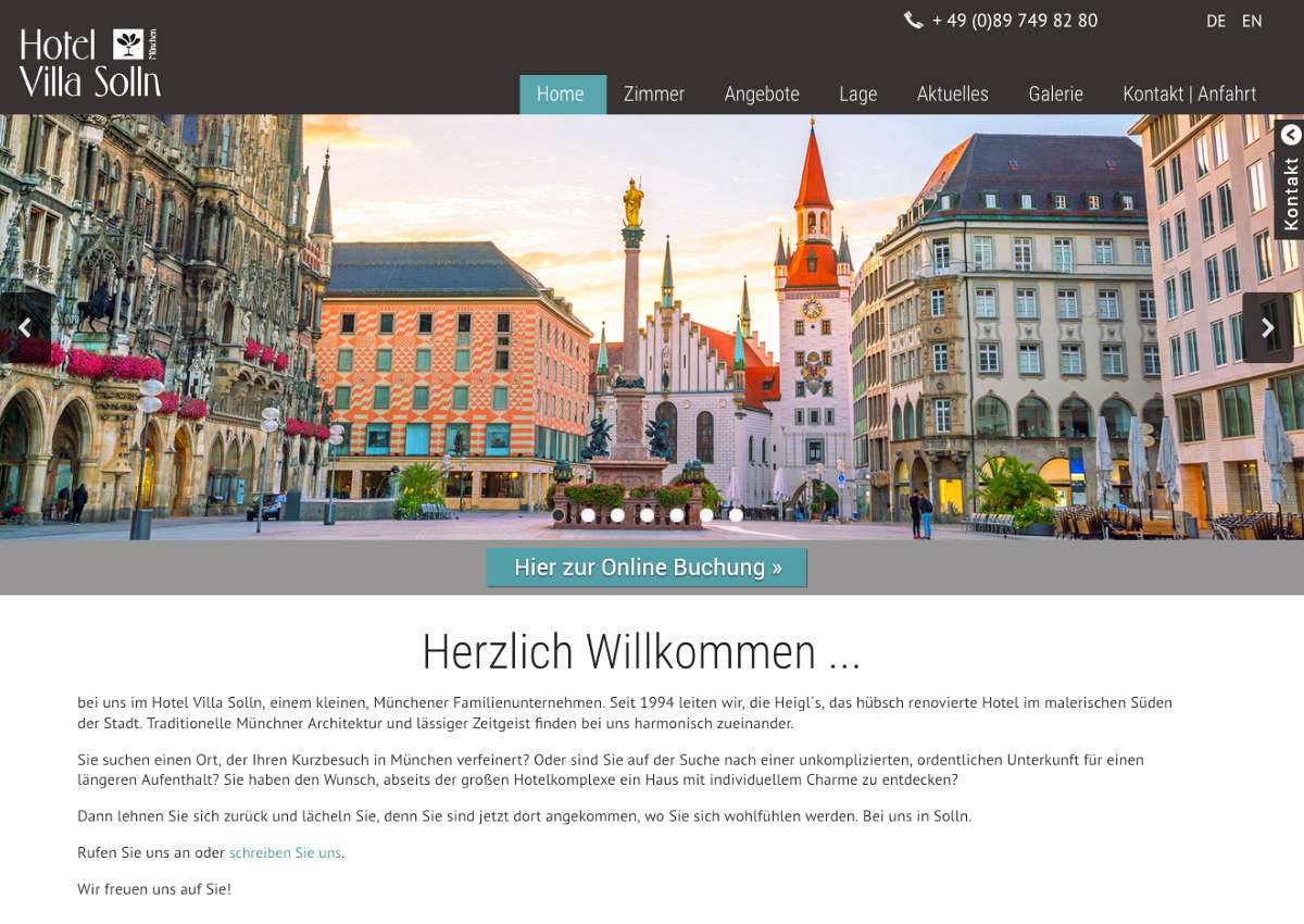 Hotel Villa Solln: Relaunch der Website