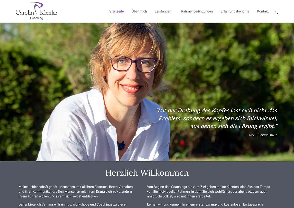 Caroline Klenke Coaching: Neuaufbau der Website